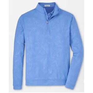 NWT Peter Millar Bonnet Blue Perth Shadow Stripe Floral Quarter-Zip SMALL $145